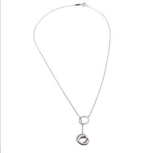 Tiffany & Co. 1837 Interlocking Circles Silver Lariat Pendant Necklace.